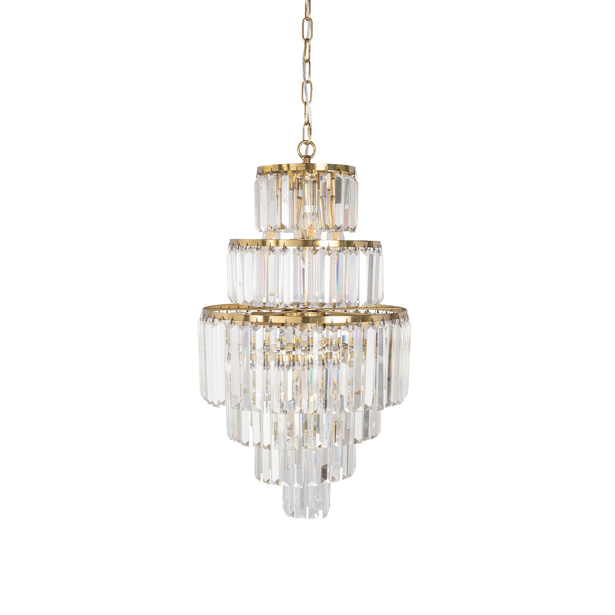 Celestial 9 Light 6 Tier Crystal Glass Chandelier Satin Brass & Clear - 1001600