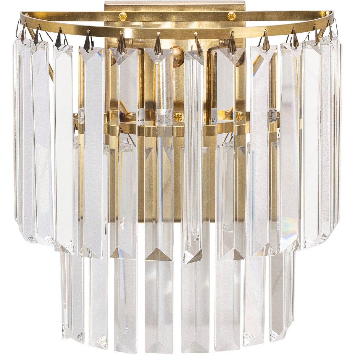 Celestial 2 Light 2 Tier Crystal Glass Wall Light Bracket Satin Brass & Clear - 1001601