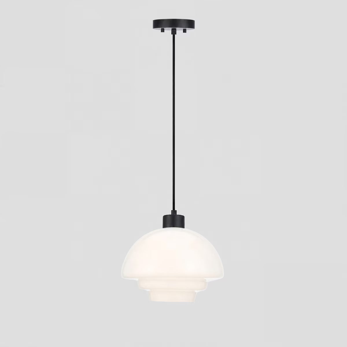 Fenwick Pendant Light Matt Black & Opal Gloss - 1001615