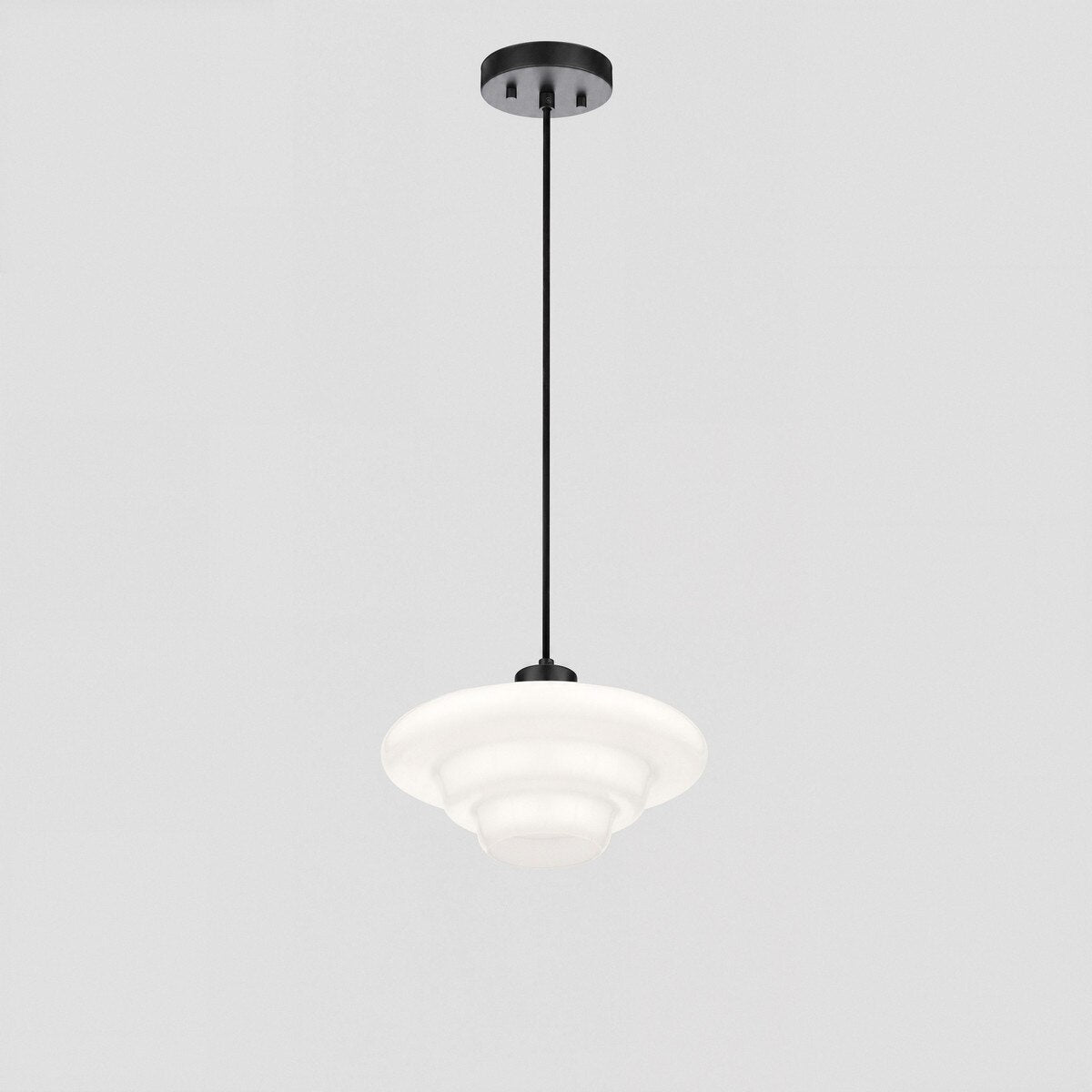 Haywood Pendant Light Matt Black & Opal Gloss - 1001619