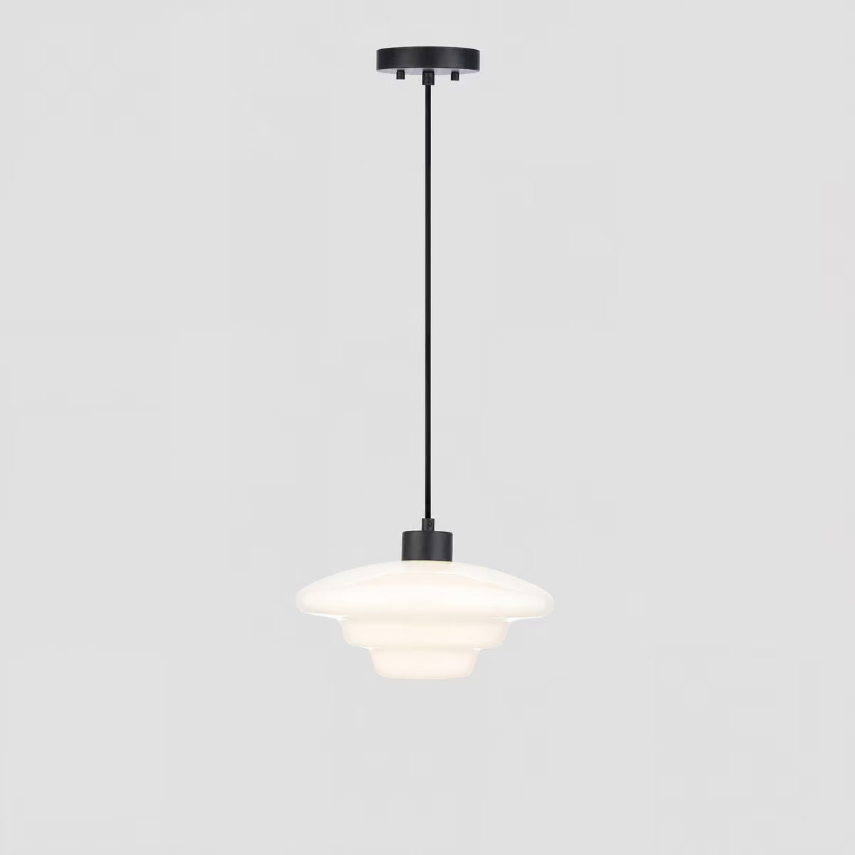 Haywood Pendant Light Matt Black & Opal Gloss - 1001619