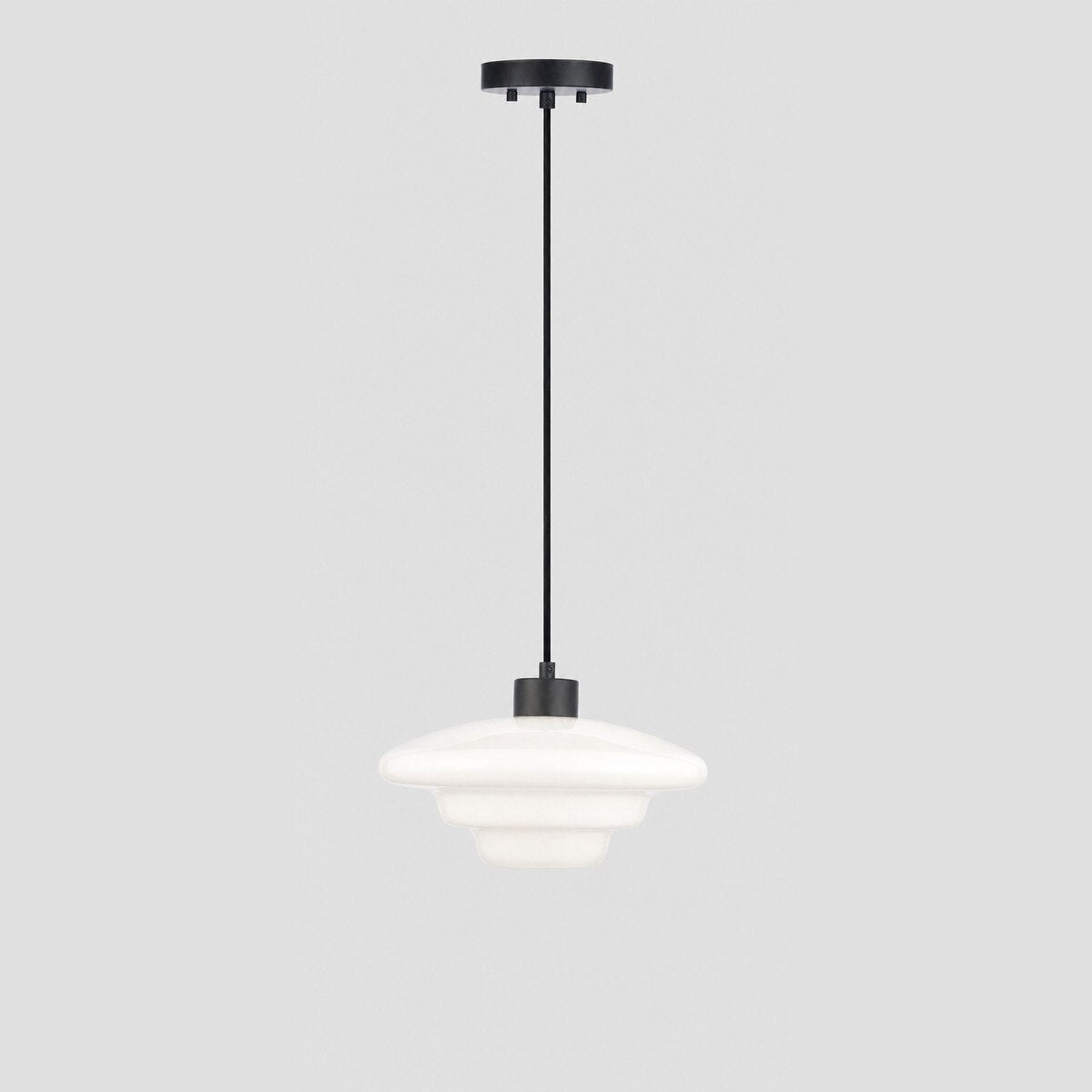 Haywood Pendant Light Matt Black & Opal Gloss - 1001619