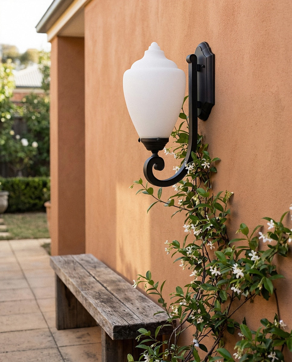 Newry Medium Outdoor Wall Light Matt Black & Opal Matt - 1001653