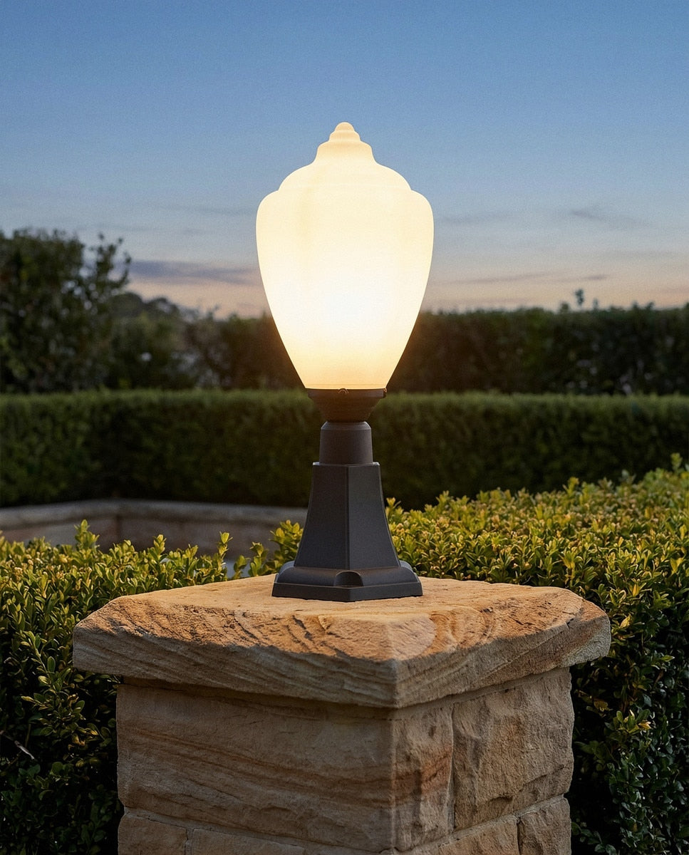 Newry Large Outdoor Mount Pillar Light Matt Black & Opal Matt - 1001654