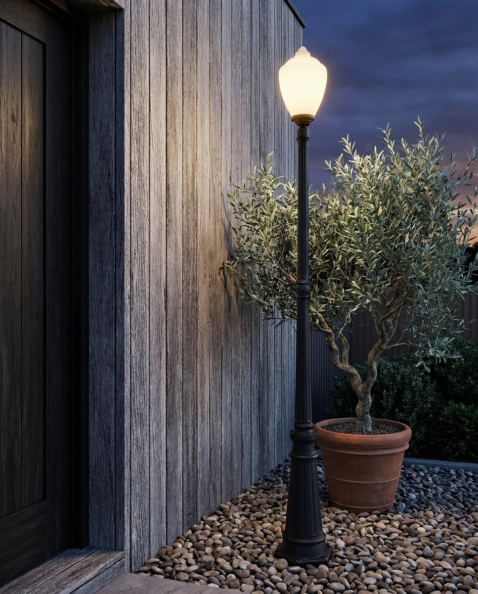 Newry Large Outdoor Garden Post Light Matt Black & Opal Matt - 1001655