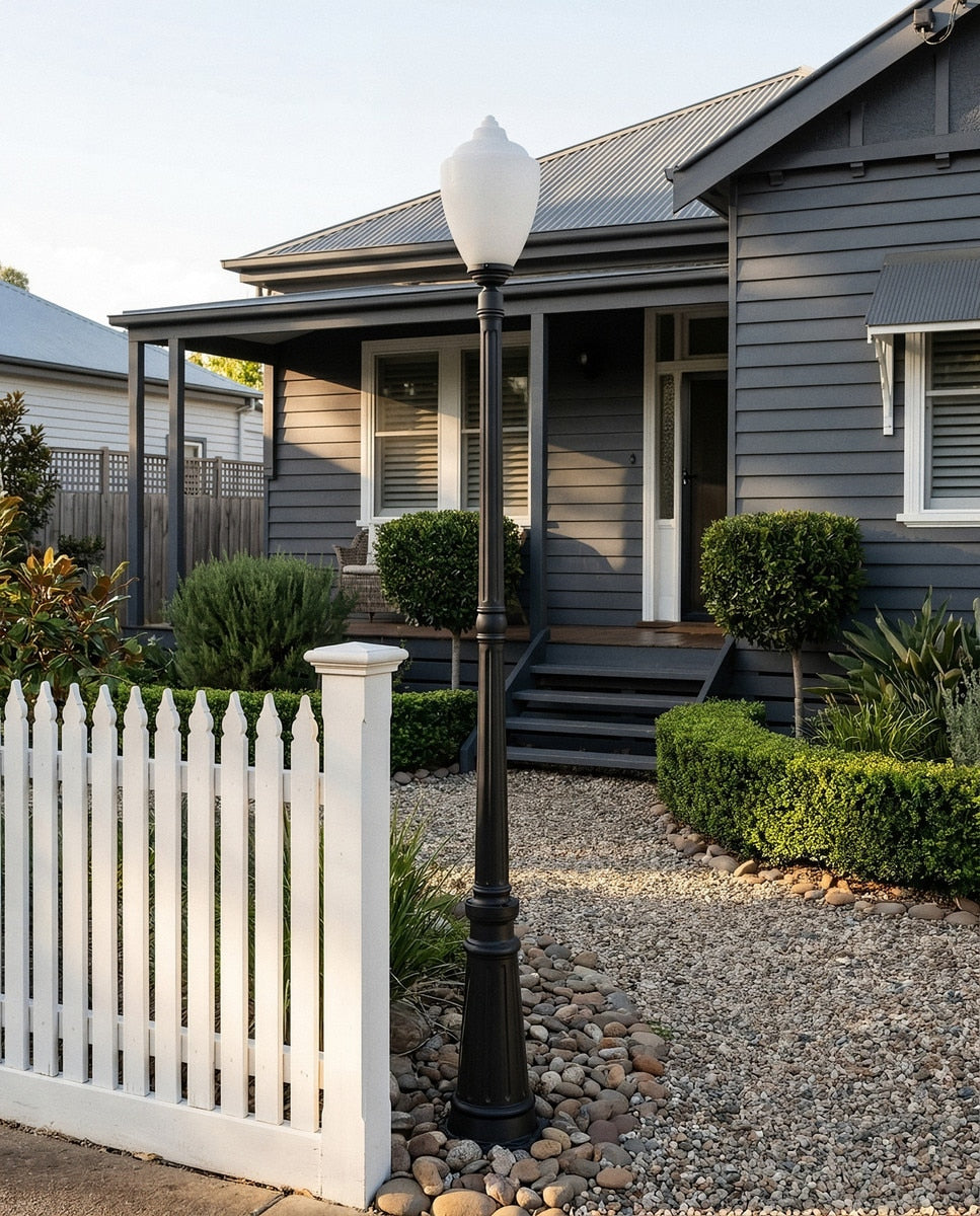 Newry Large Outdoor Garden Post Light Matt Black & Opal Matt - 1001655