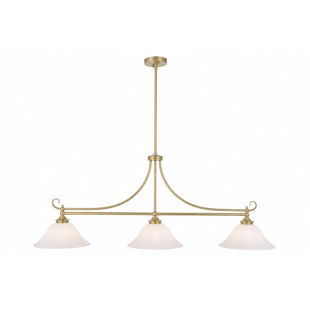 Dallas 3 Light Bench Pendant Light Satin Brass & Opal Matt - 1001675
