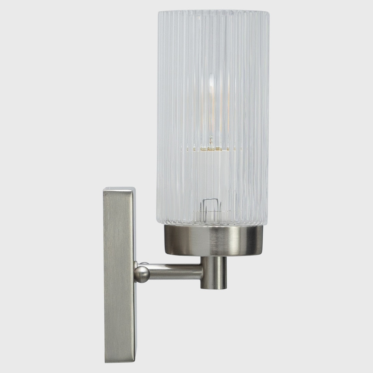 Chester Wall Light Bracket Brushed Nickel & Clear Ribbed - 1001701