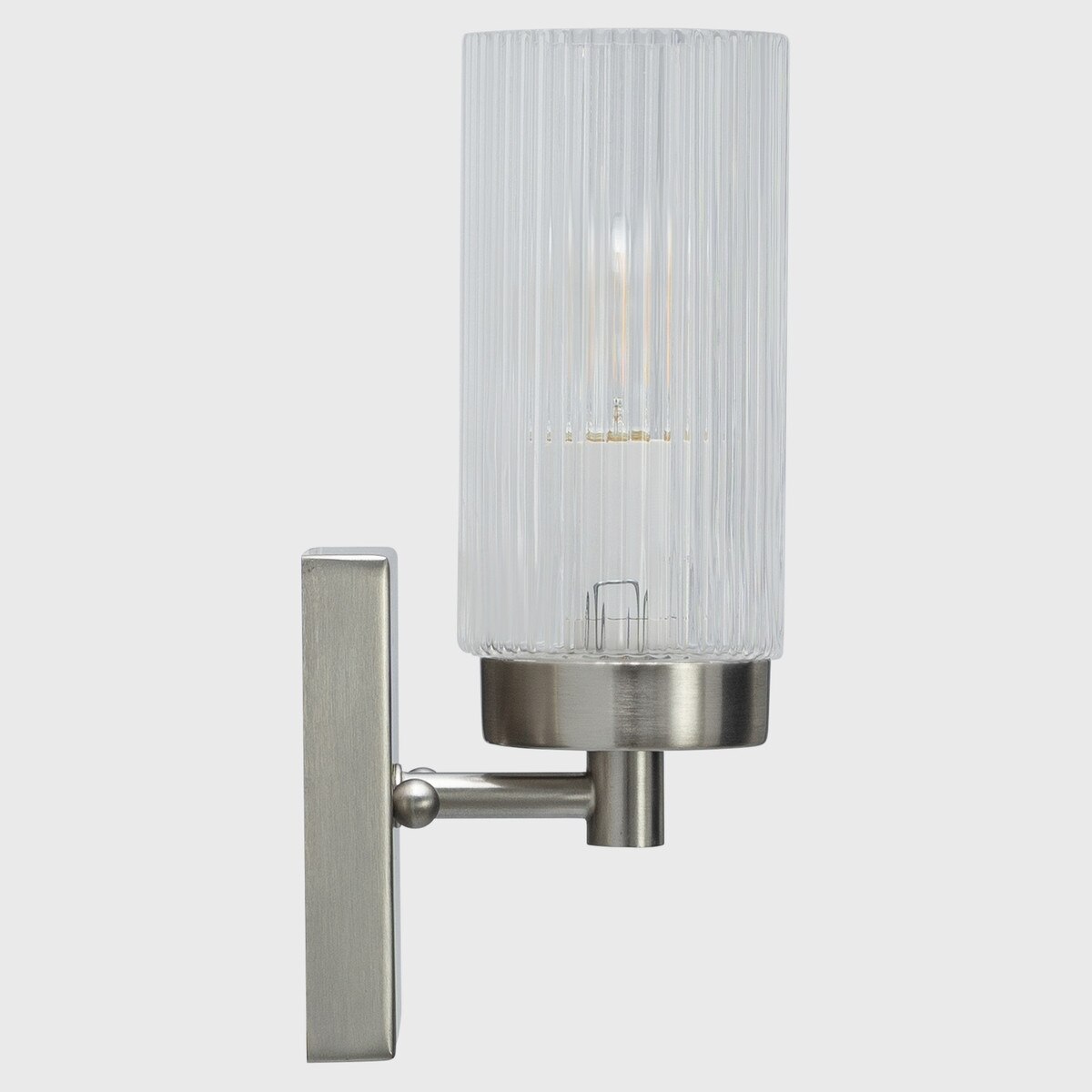 Chester Wall Light Bracket Brushed Nickel & Clear Ribbed - 1001701