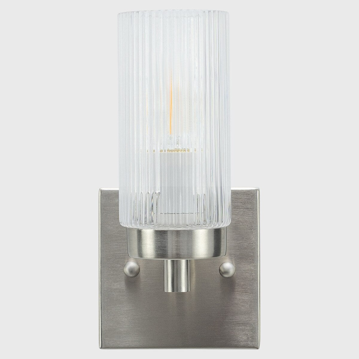 Chester Wall Light Bracket Brushed Nickel & Clear Ribbed - 1001701