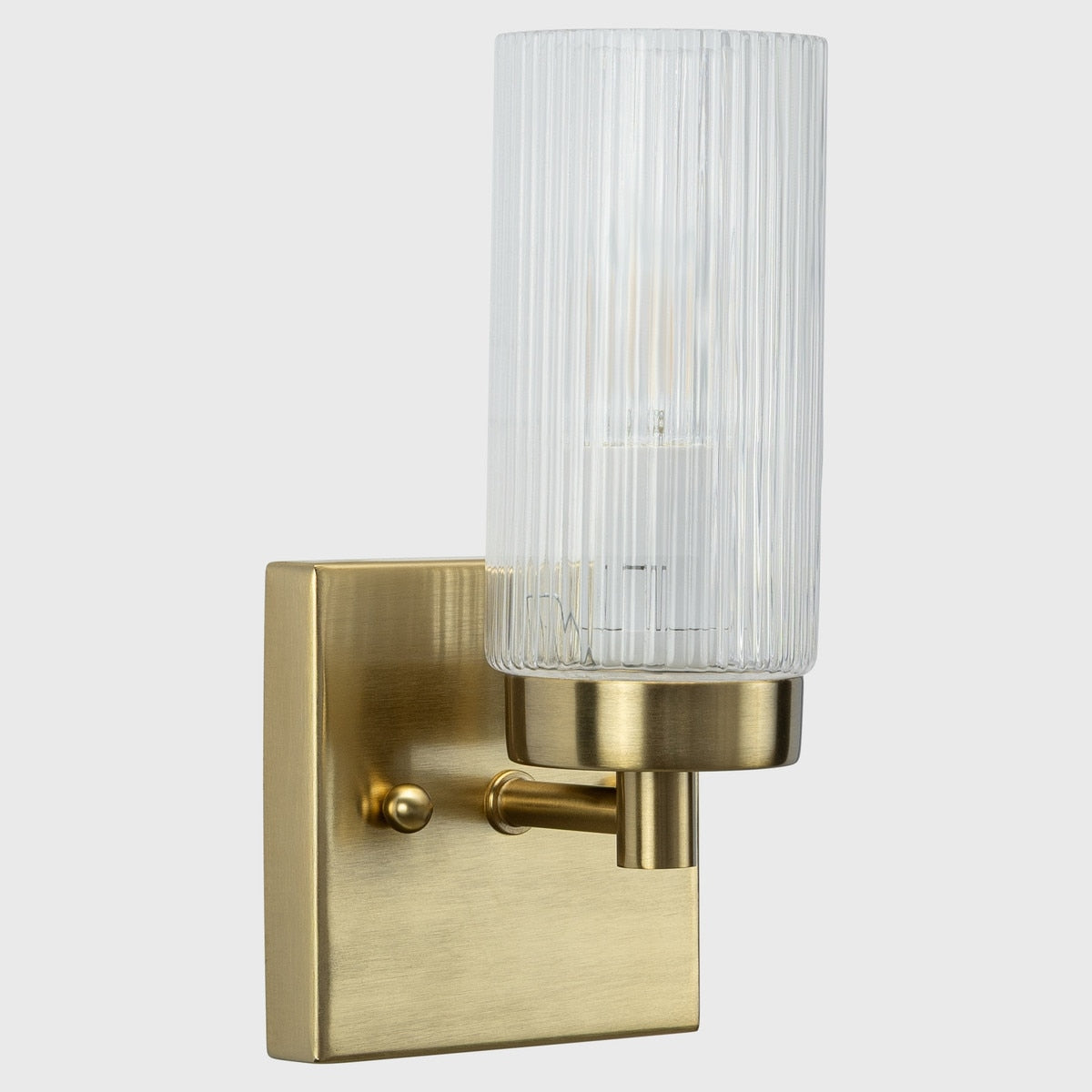 Chester Wall Light Bracket Satin Brass & Clear Ribbed - 1001702