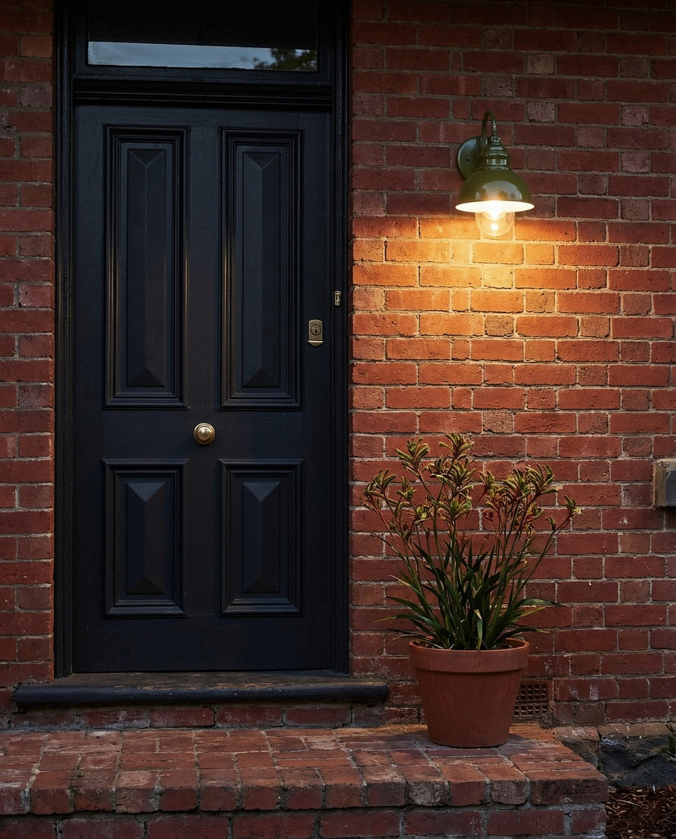 Parkway Small Outdoor Wall Light Olive Green & Clear - 1001703