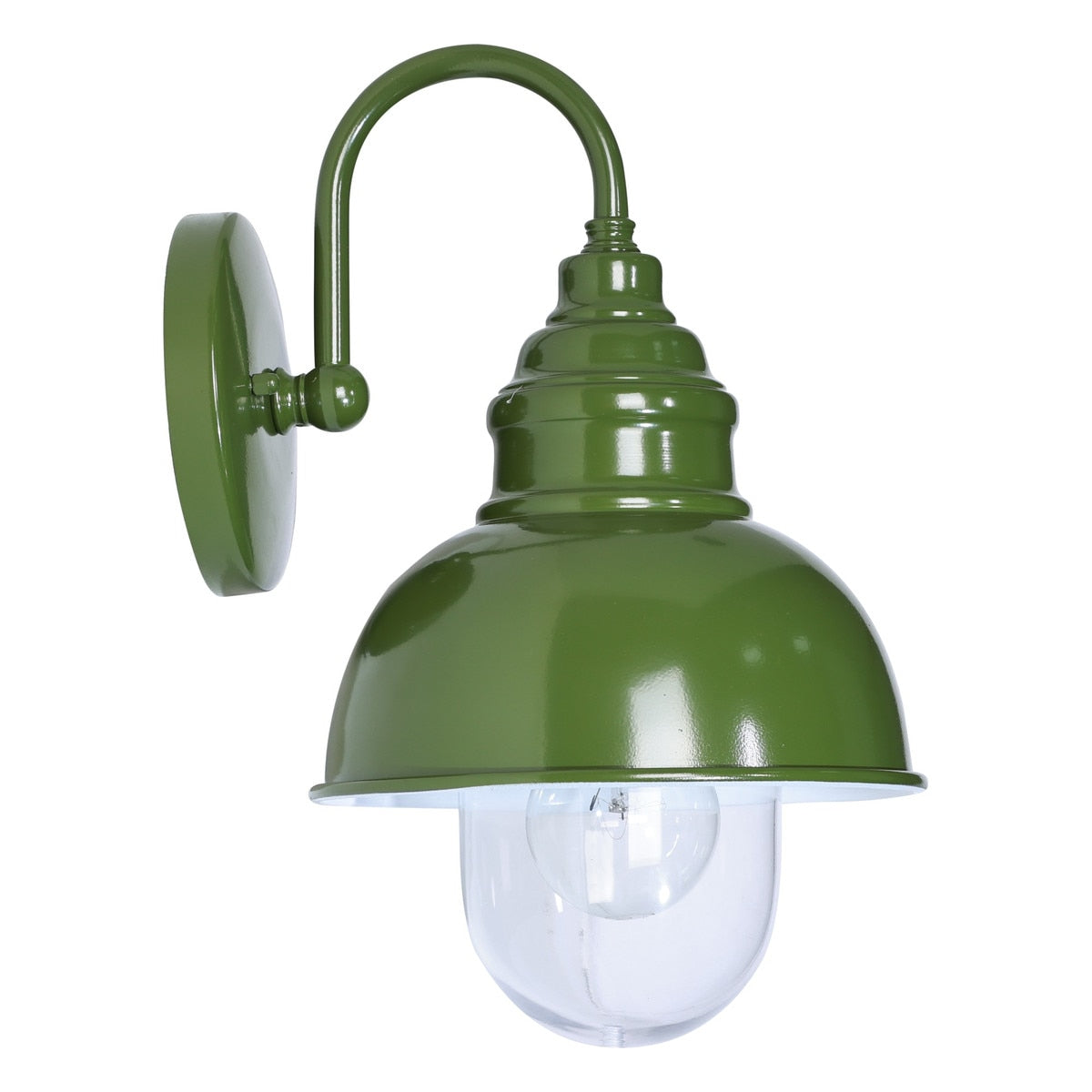 Parkway Small Outdoor Wall Light Olive Green & Clear - 1001703