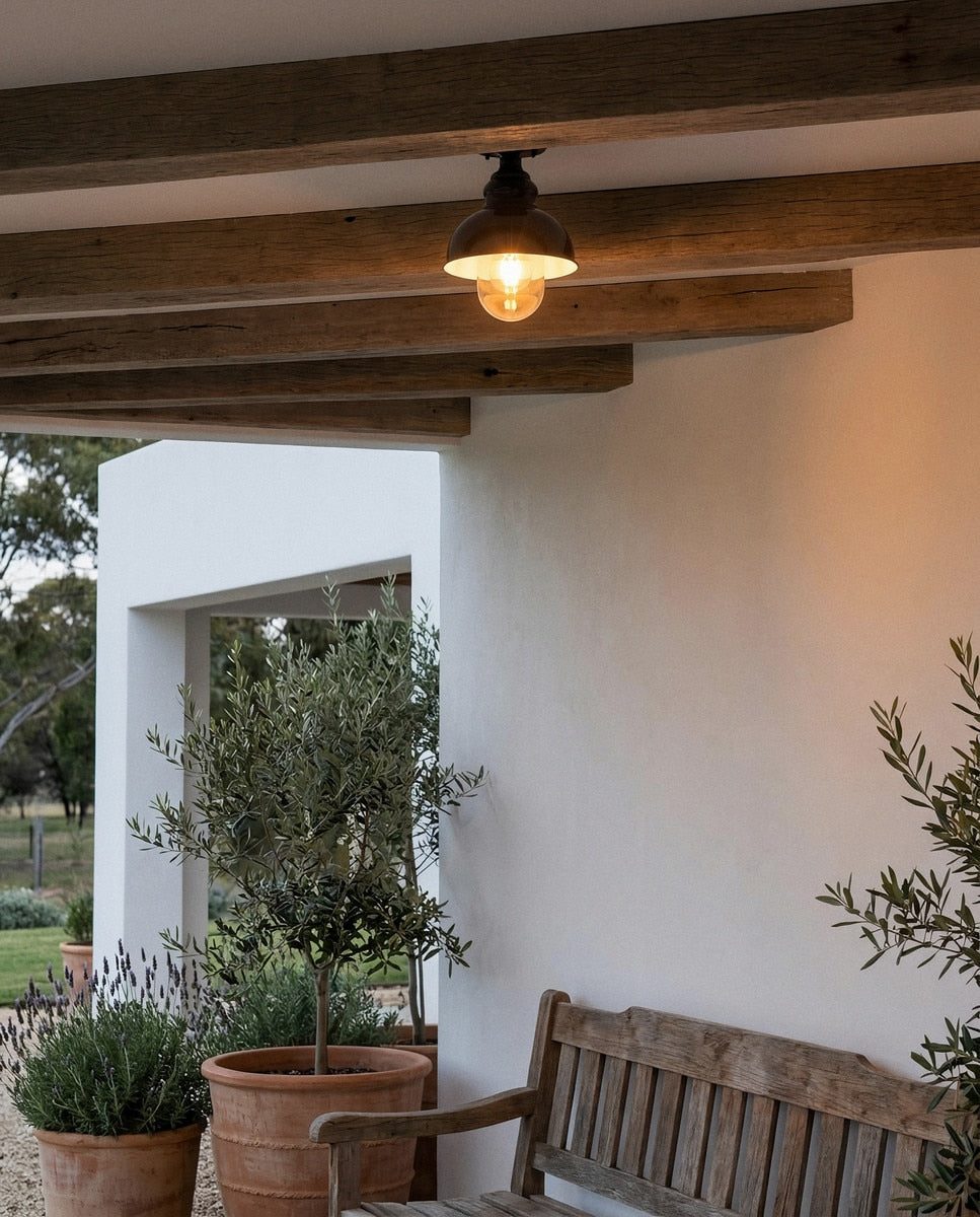 Parkway Small Outdoor Close to Ceiling Light French Blue & Clear - 1001706