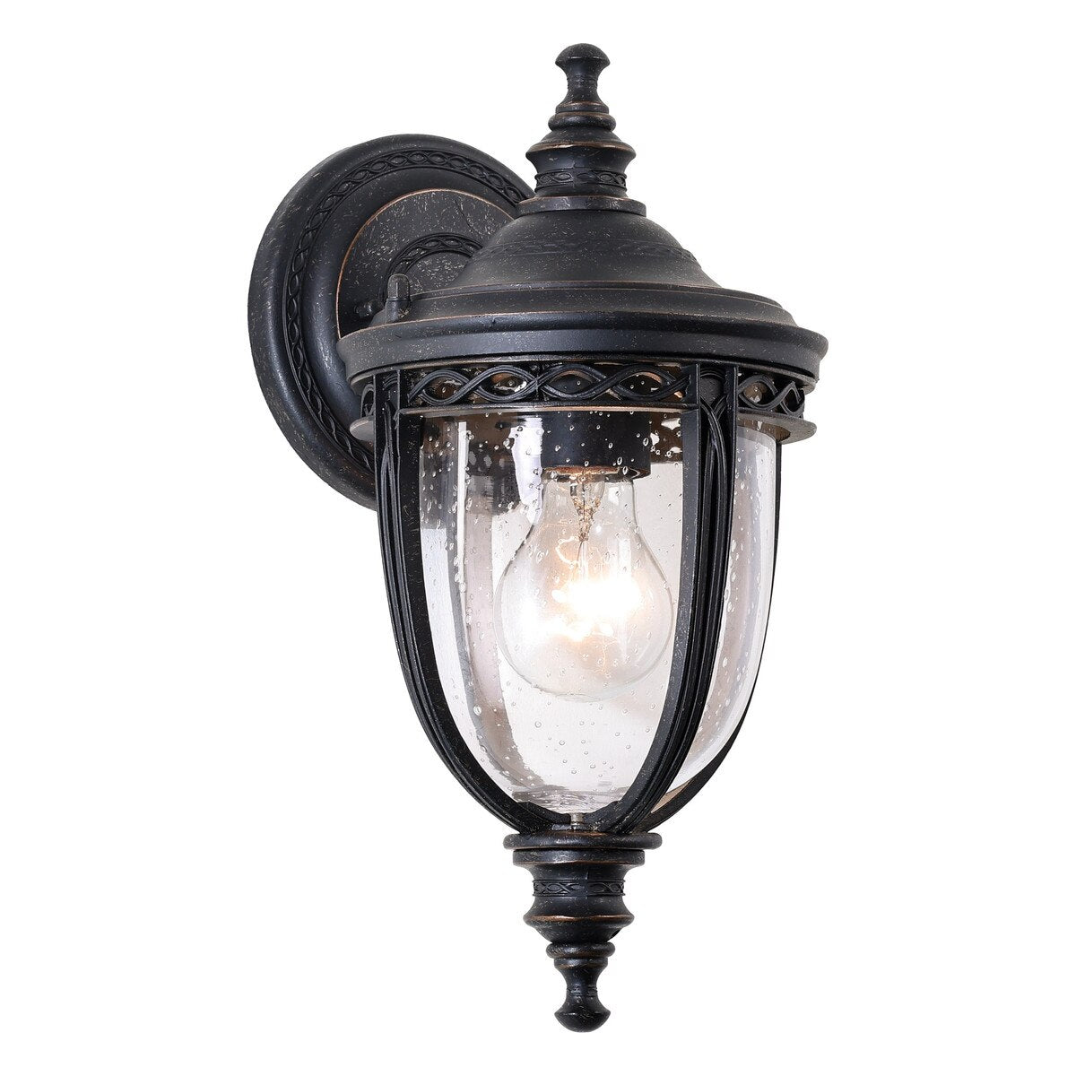 Keppel Small Outdoor Wall Light Antique Bronze & Clear - 1001709