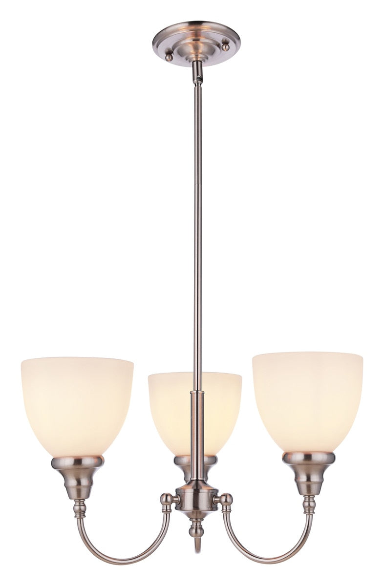 Benson 3 Light Pendant Light Brushed Nickel & Opal Matt - 1001714