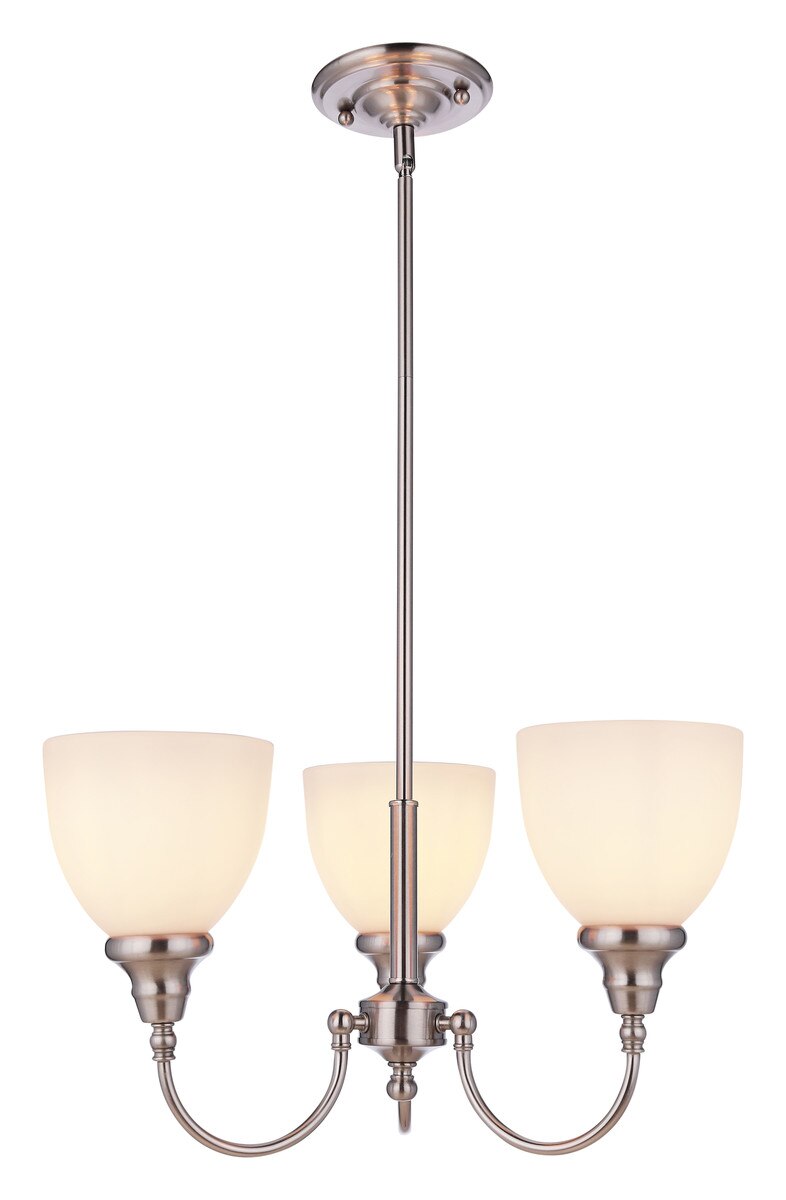 Benson 3 Light Pendant Light Brushed Nickel & Opal Matt - 1001714