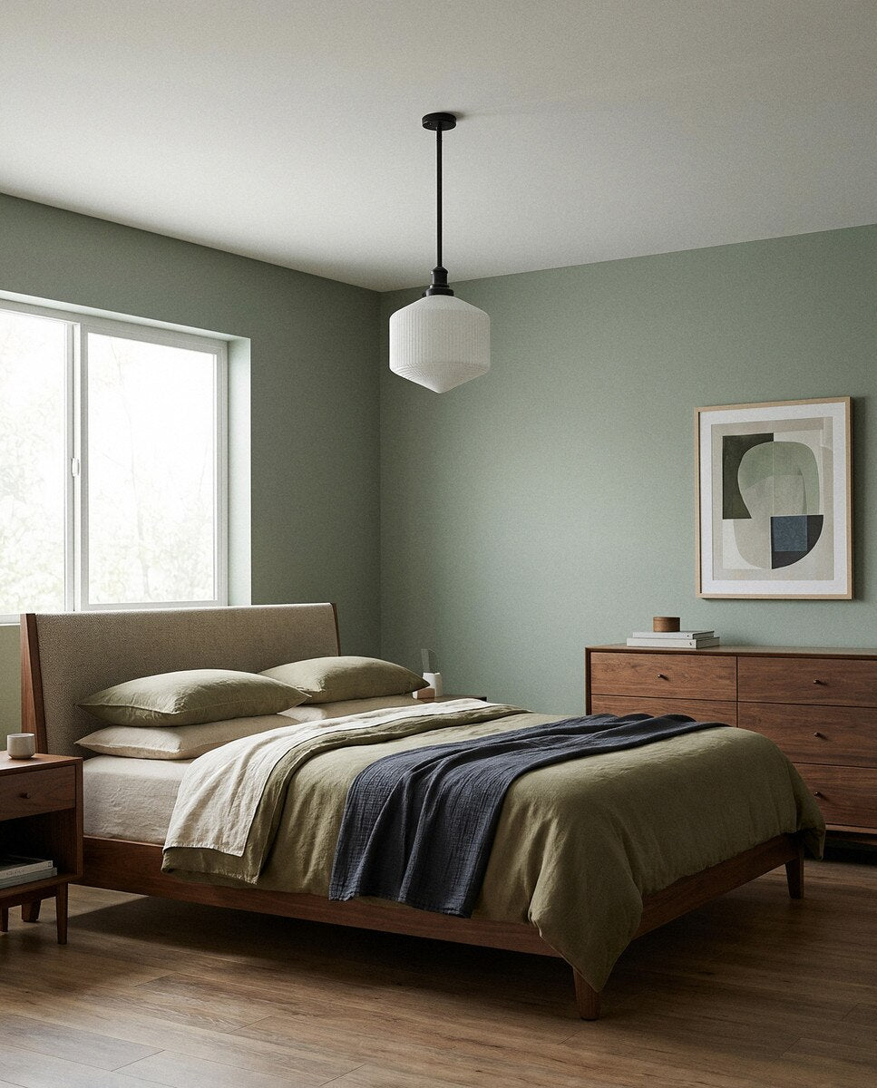 Jefferson Large Rod Pendant Light Matt Black & Opal Matt - 1001716