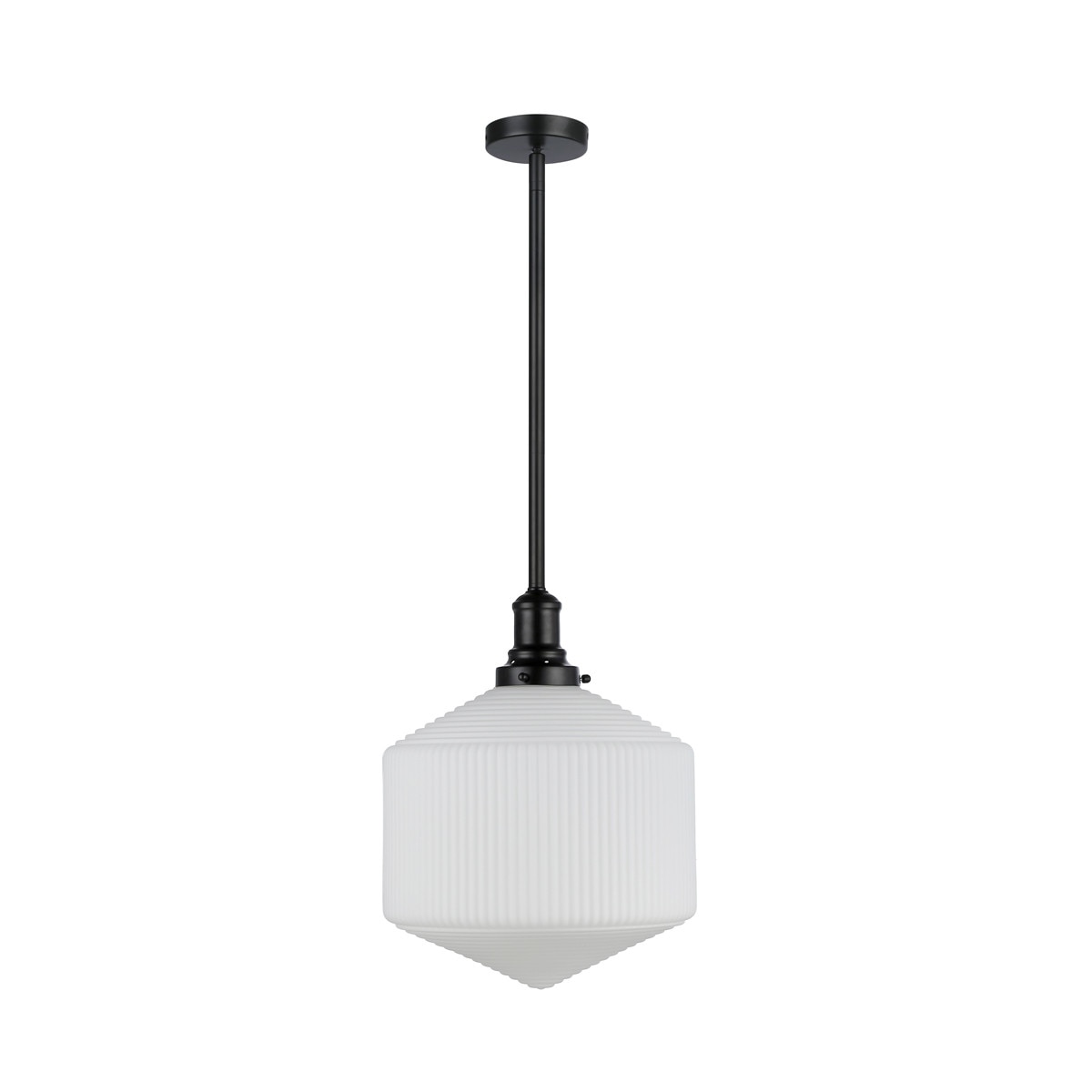 Jefferson Large Rod Pendant Light Matt Black & Opal Matt - 1001716