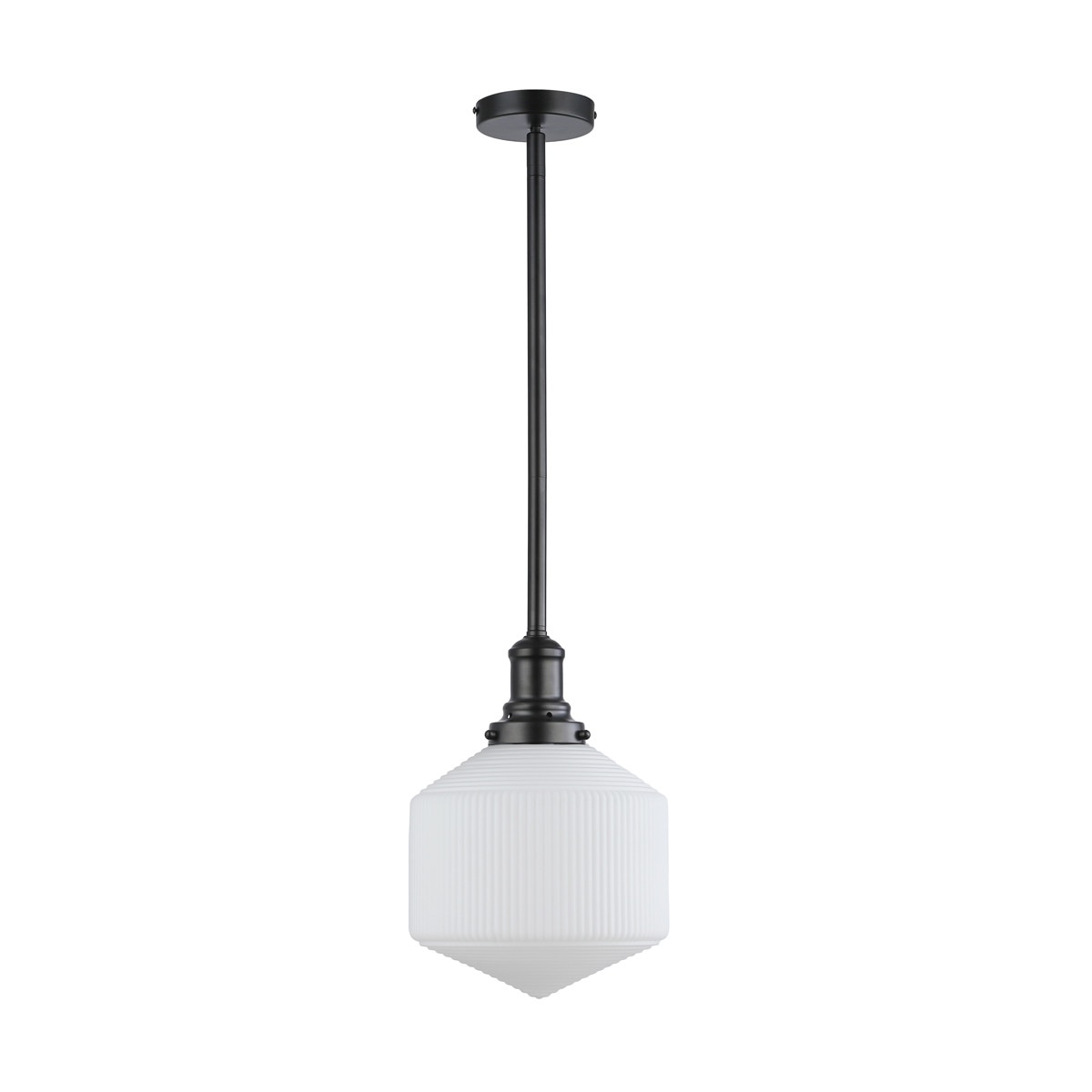 Jefferson Small Rod Pendant Light Matt Black & Opal Matt - 1001717