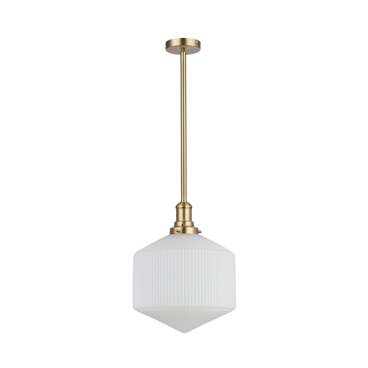 Jefferson Large Rod Pendant Light Satin Brass & Opal Matt - 1001730