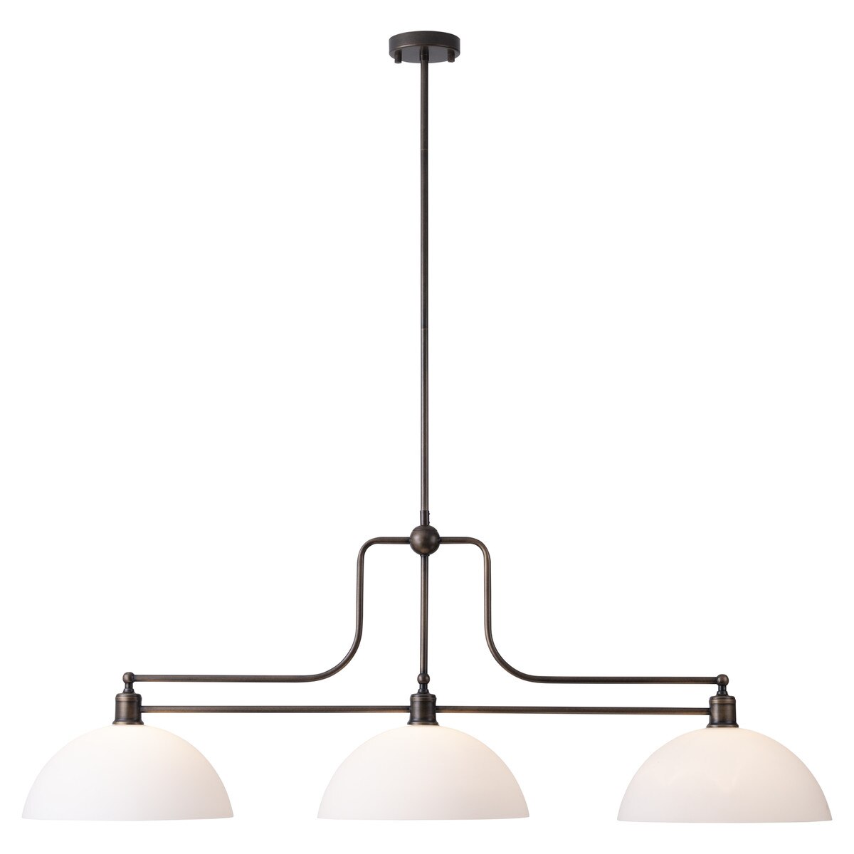Sienna 3 Light Pendant with Shades Antique Brass & Opal Matte - LOI1001746