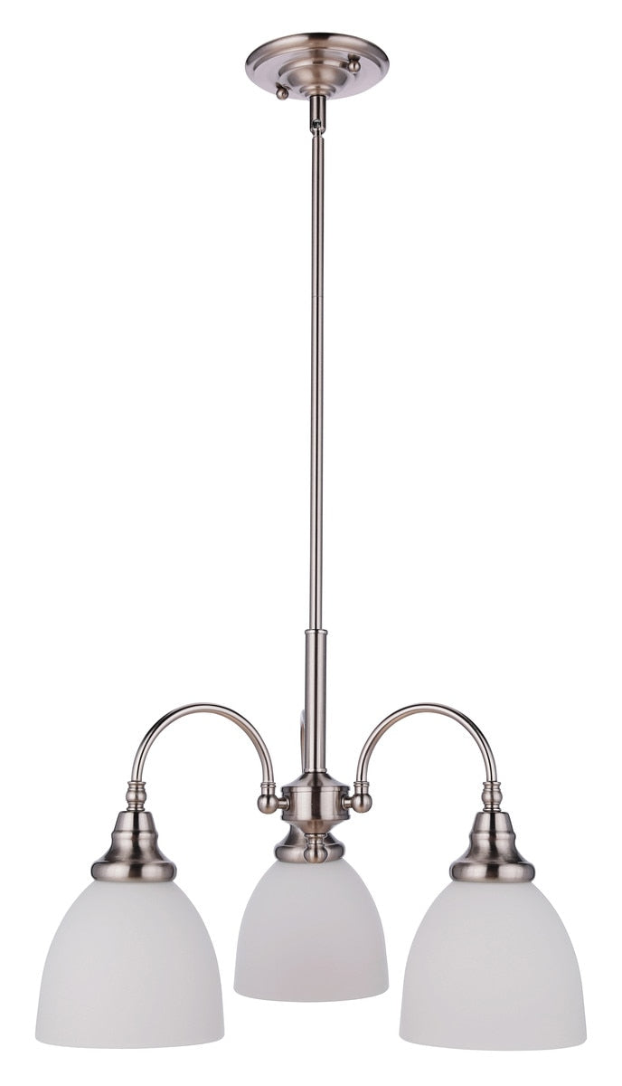 Benson 3 Light Pendant Light Arms Down Brushed Nickel & Opal Matt - 1001748