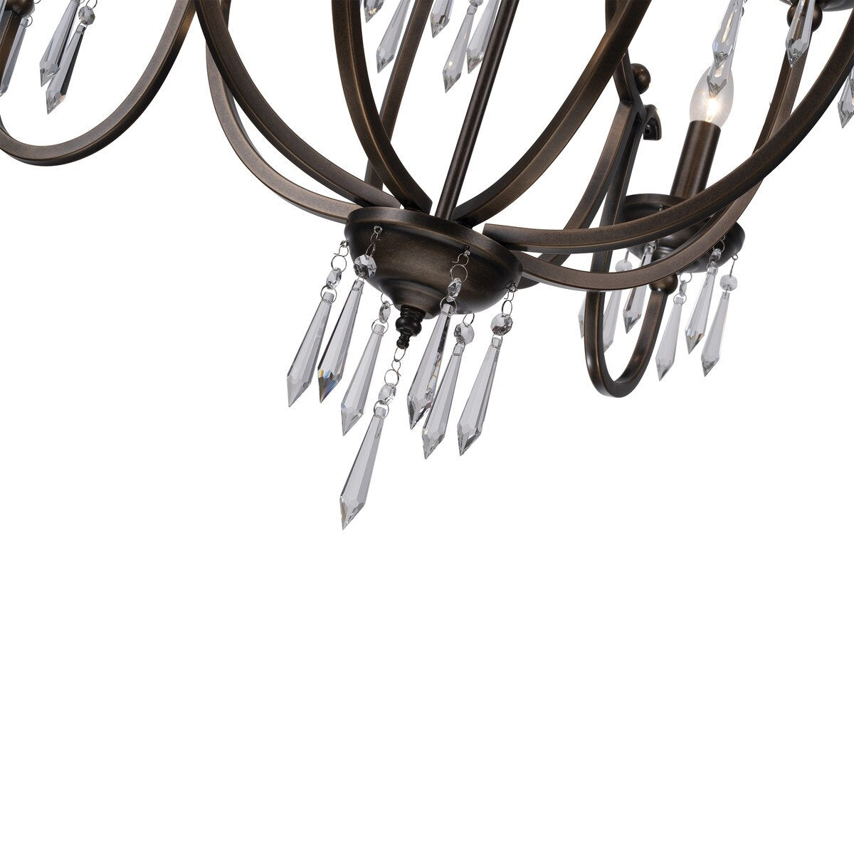 Lumet 8 Light Chandelier Antique Brass & Clear - LOI1001765