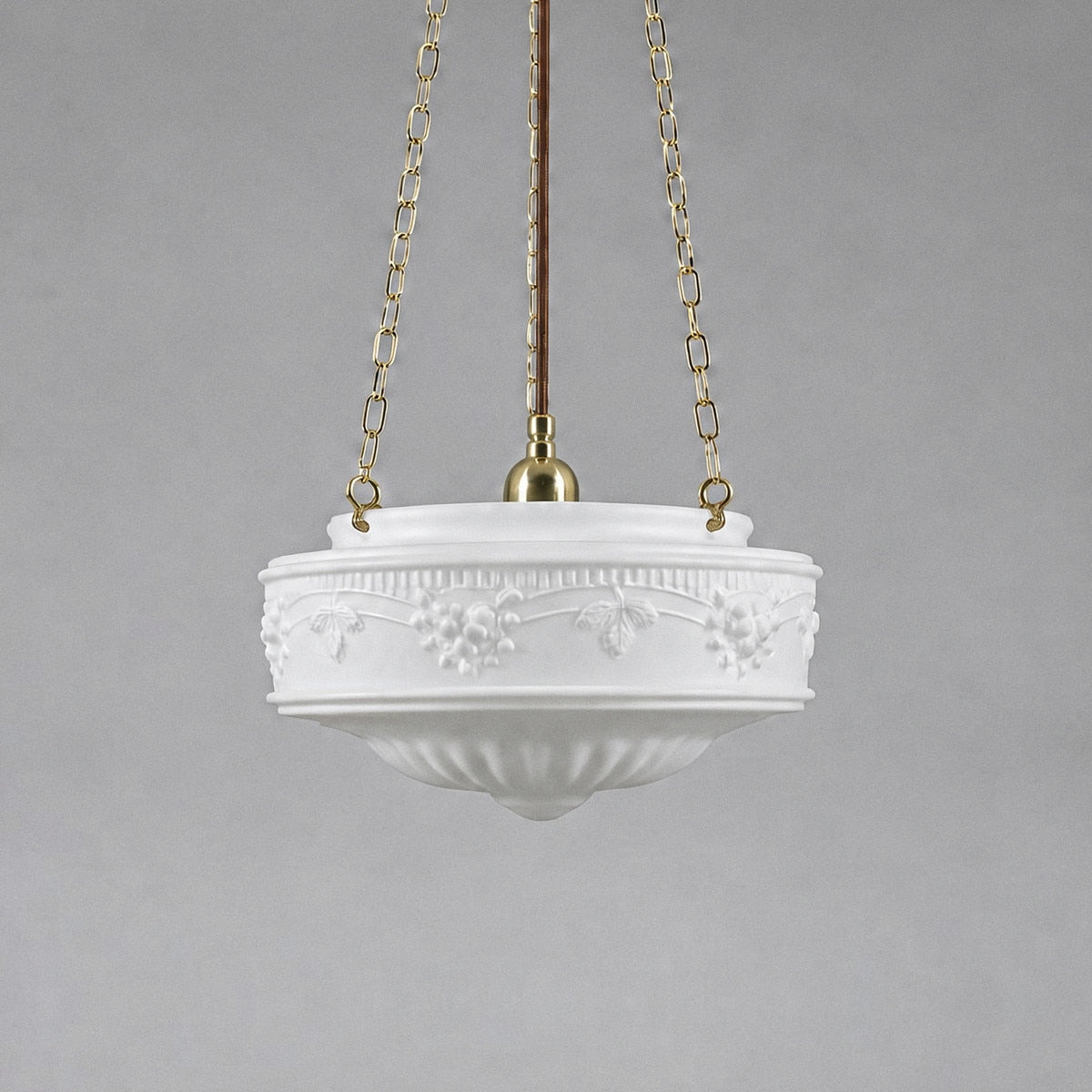 3 Chain Suspension Pendant Brass With 11" Senator Opal Matt Glass - 3000009