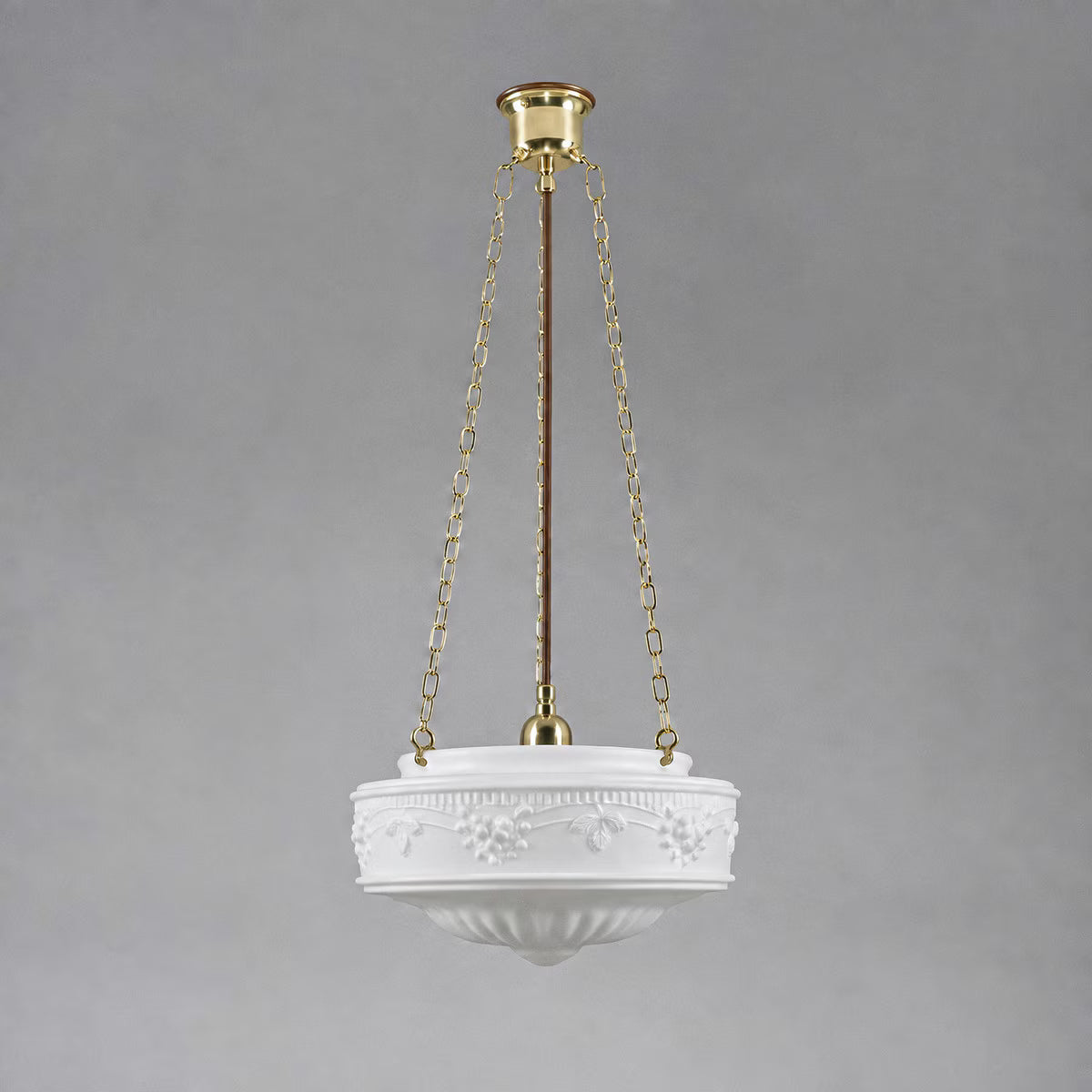 3 Chain Suspension Pendant Brass With 11" Senator Opal Matt Glass - 3000009