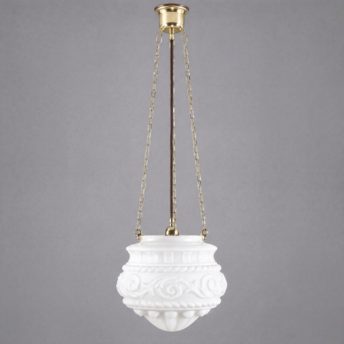 3 Chain Suspension Pendant Brass With 12" Premier Opal Matt Glass - 3000010