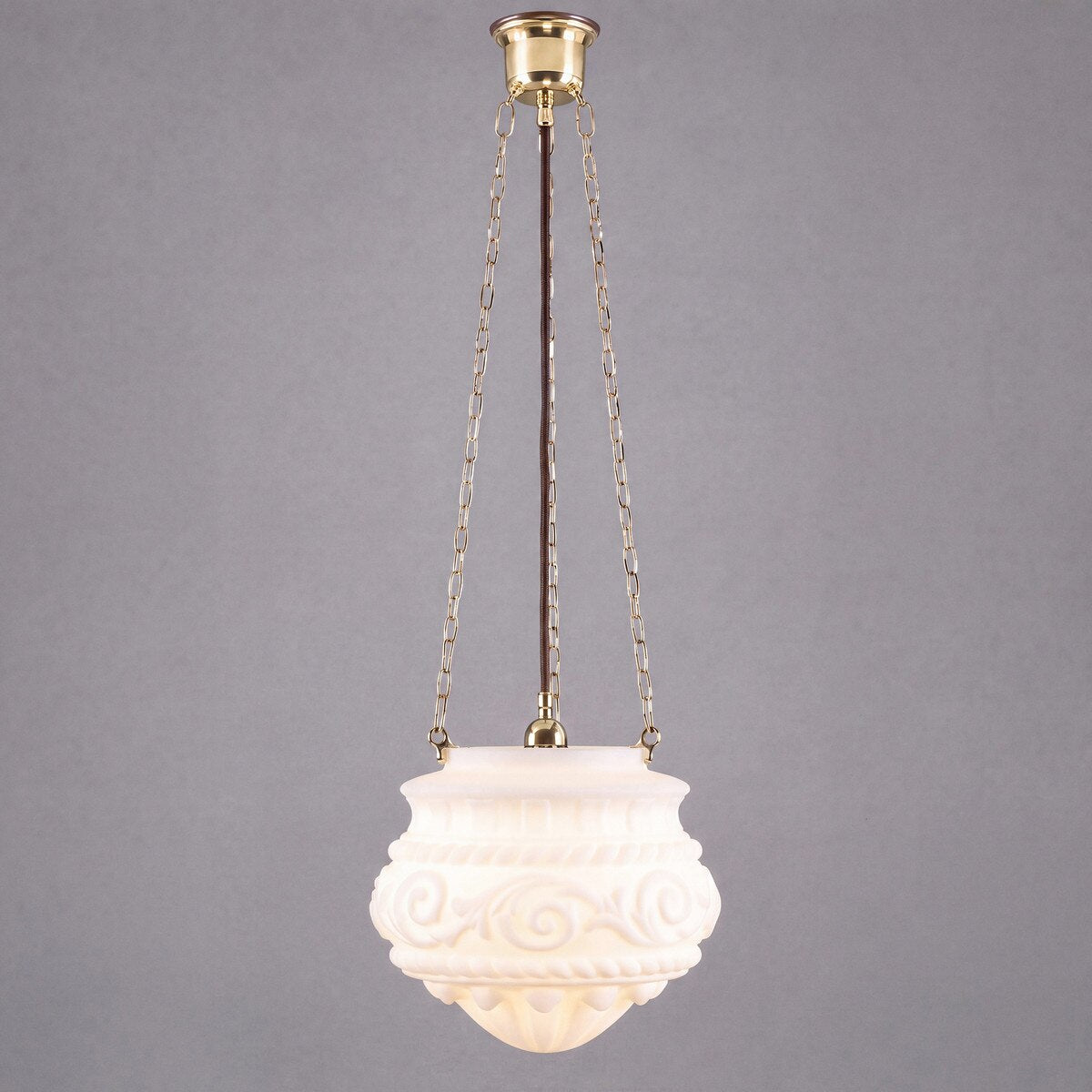 3 Chain Suspension Pendant Brass With 12" Premier Opal Matt Glass - 3000010