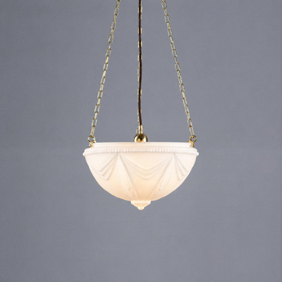 3 Chain Suspension Pendant Brass With 14" Empire Opal Matt Glass - 3000011