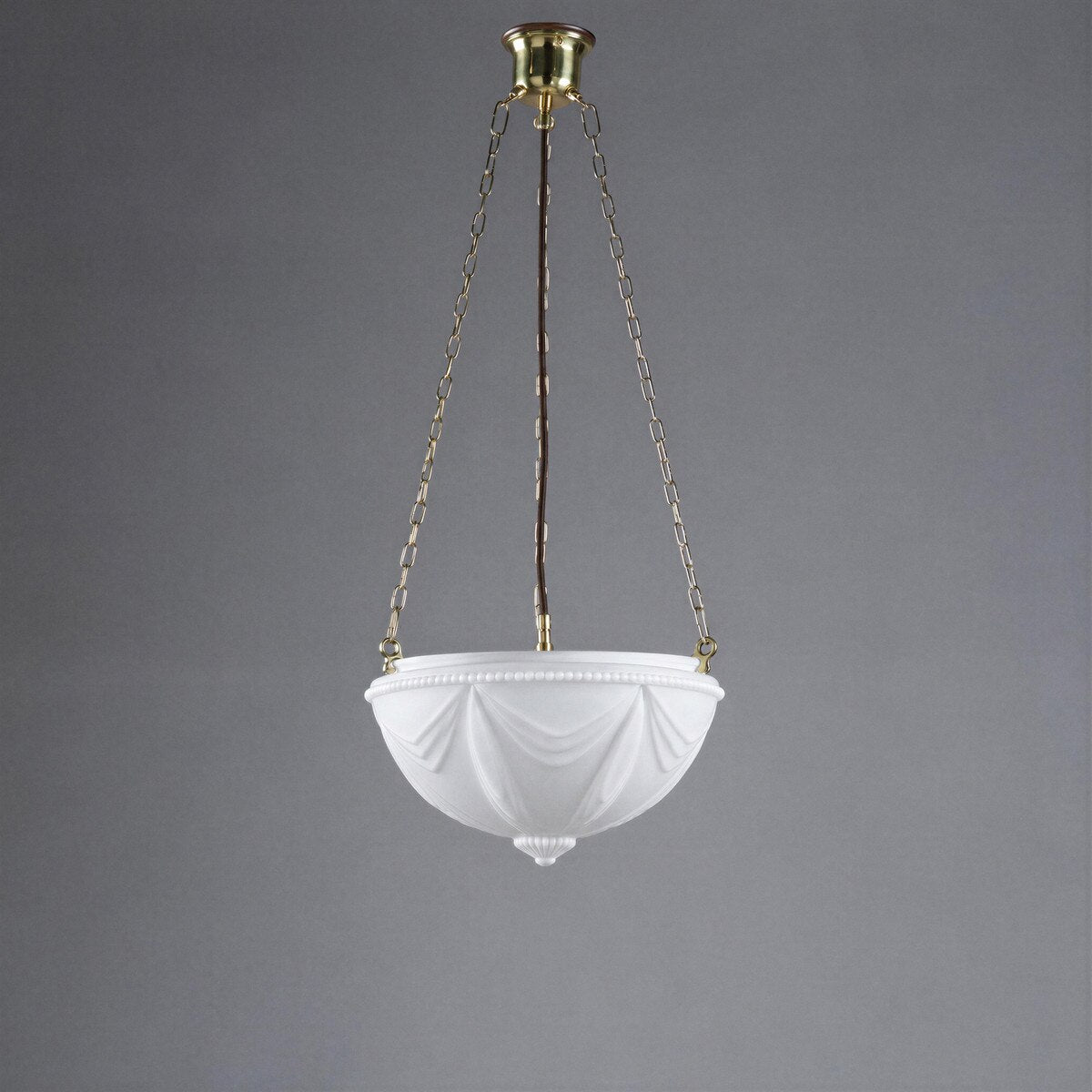 3 Chain Suspension Pendant Brass With 14" Empire Opal Matt Glass - 3000011