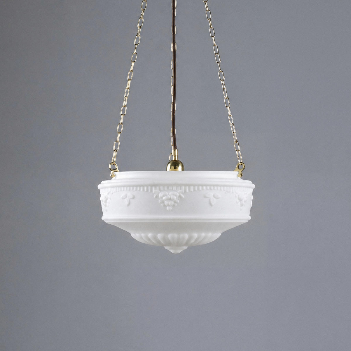 3 Chain Suspension Pendant Brass With 14" Senator Opal Matt Glass - 3000012