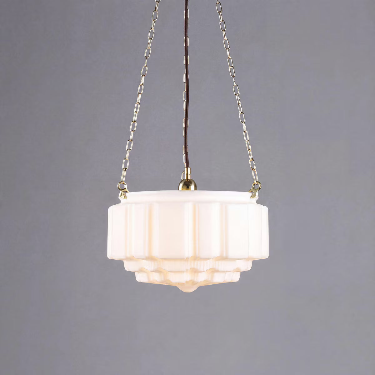 3 Chain Suspension Pendant Brass With 14" St Kilda Opal Matt Glass - 3000013
