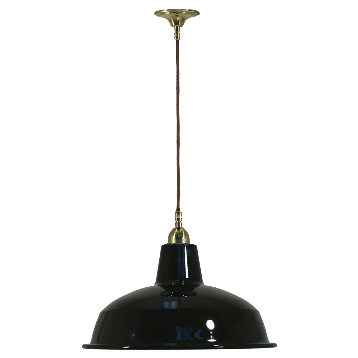 Single Cord Pendant Brass With 420mm Warehouse Black Shade - 3000108
