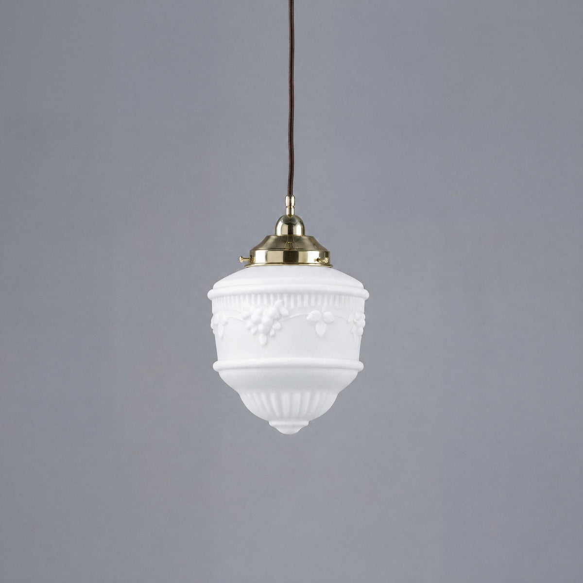 Single Cord Pendant Brass With 8" Senator Opal Matt Glass - 3000111