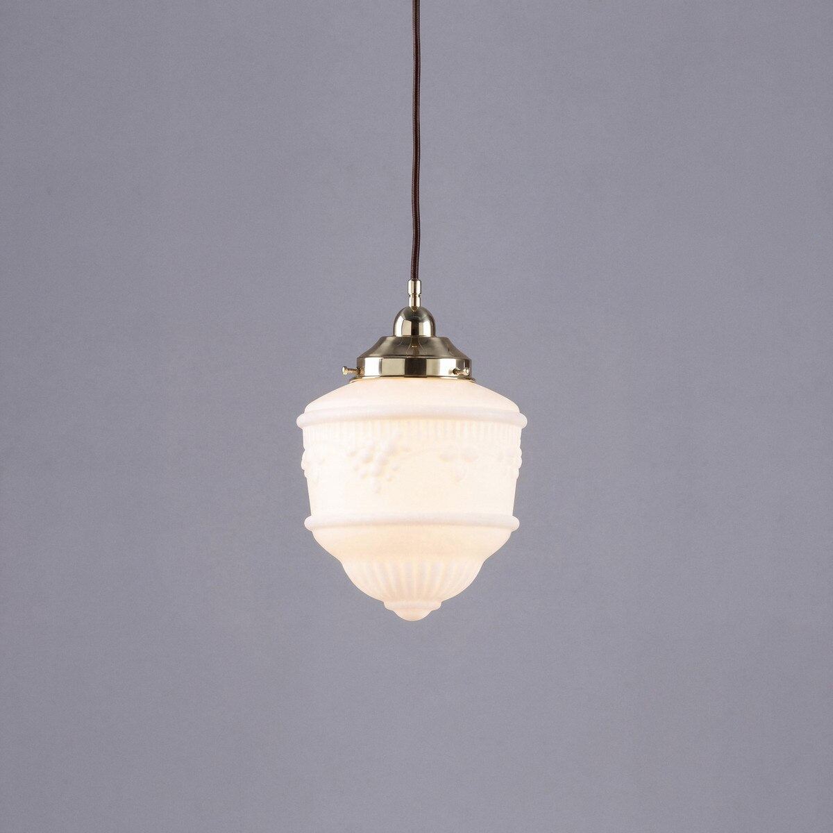 Single Cord Pendant Brass With 8" Senator Opal Matt Glass - 3000111