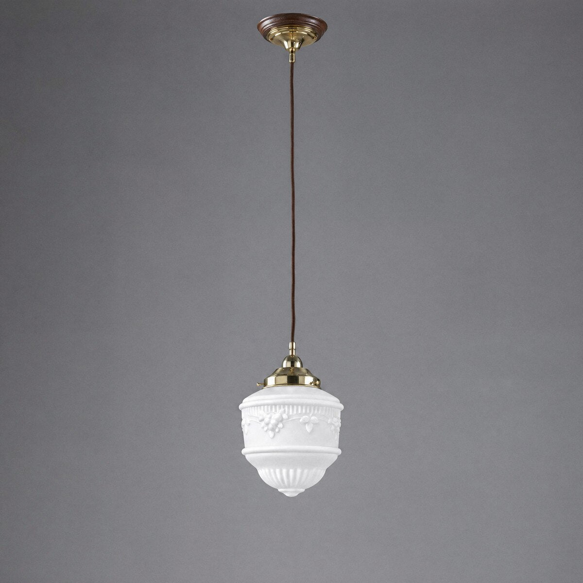 Single Cord Pendant Brass With 8" Senator Opal Matt Glass - 3000111
