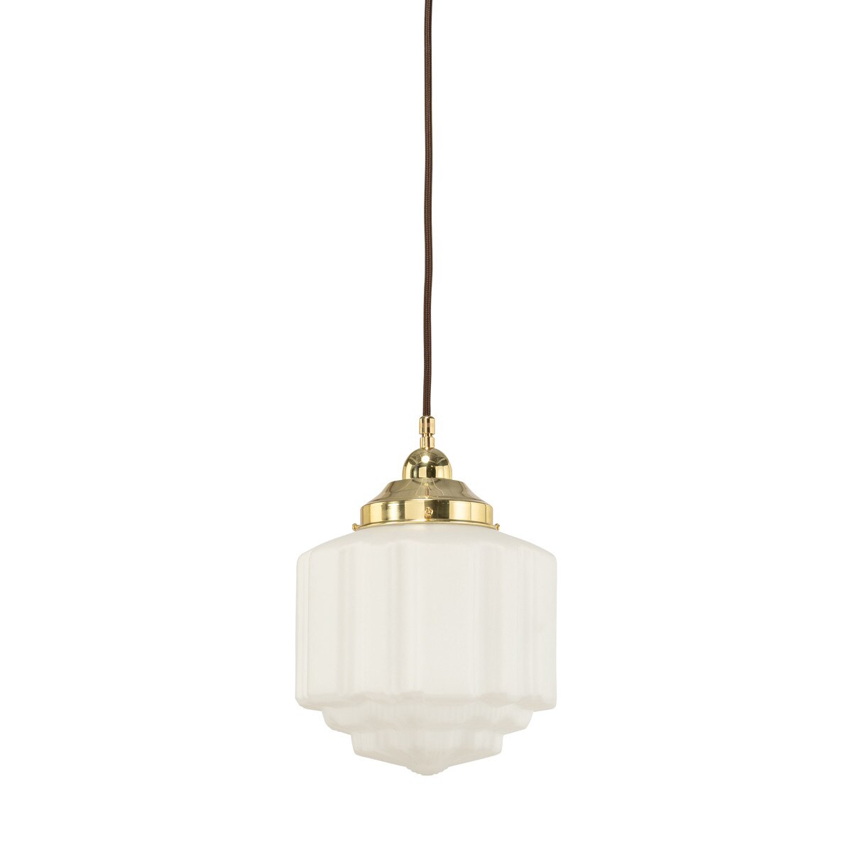 Single Cord Pendant Brass With 8" St Kilda Opal Matt Glass - 3000113