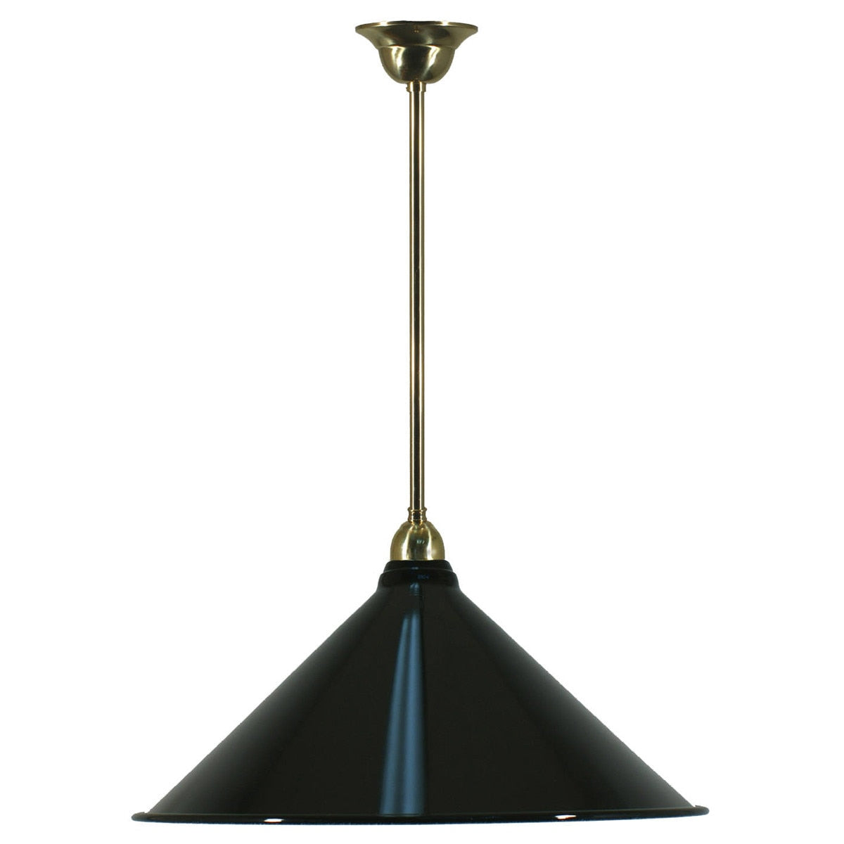 Single Rod Pendant Brass With 390mm Edwardian Black Shade - 3000128