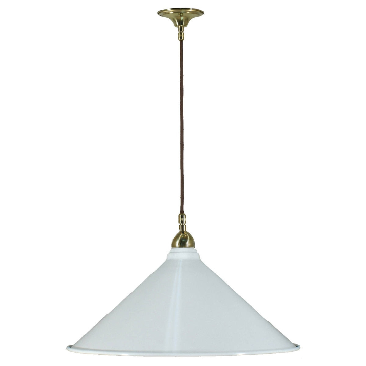 Single Cord Pendant Brass With 390mm Edwardian White Shade - 3000131