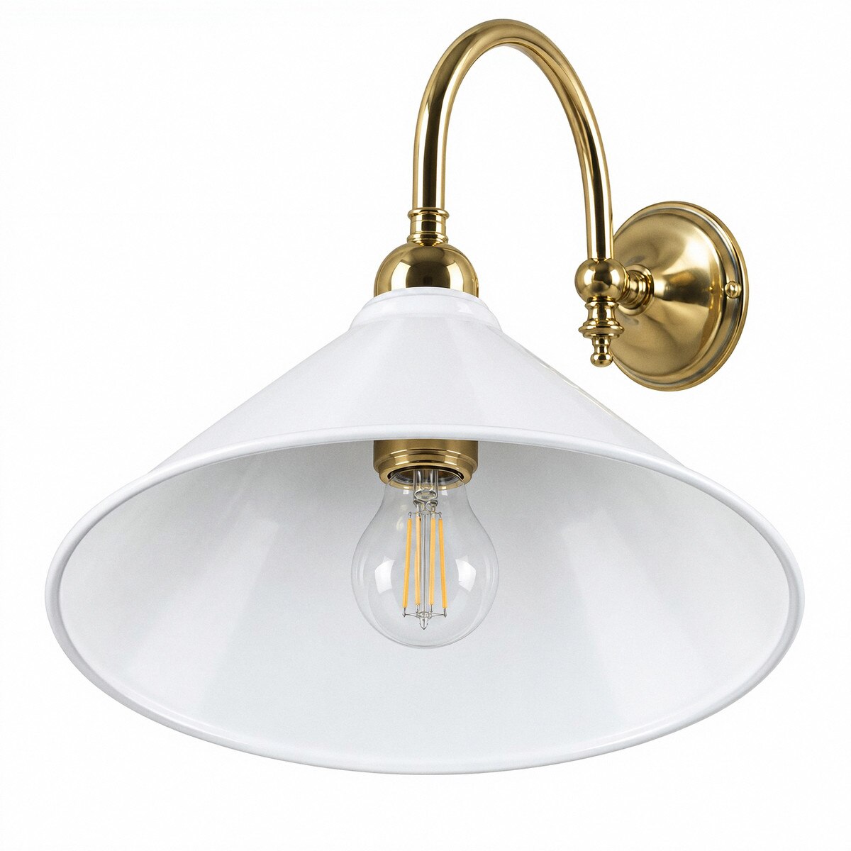 Luke Wall Light Brass With 250mm Edwardian White Shade - 3000185