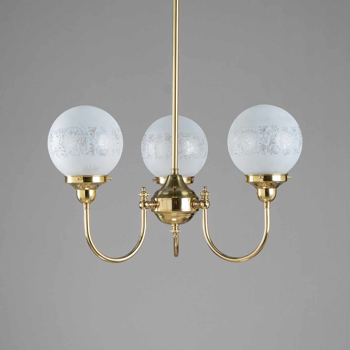 Luke 3 Light Pendant Brass With Sheffield Glass - 3000189