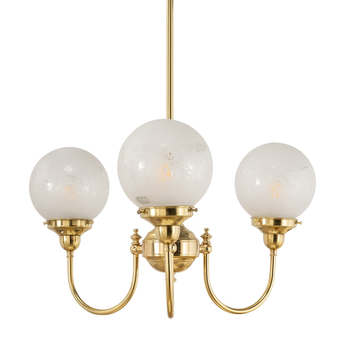 Luke 3 Light Pendant Brass With Sheffield Glass - 3000189
