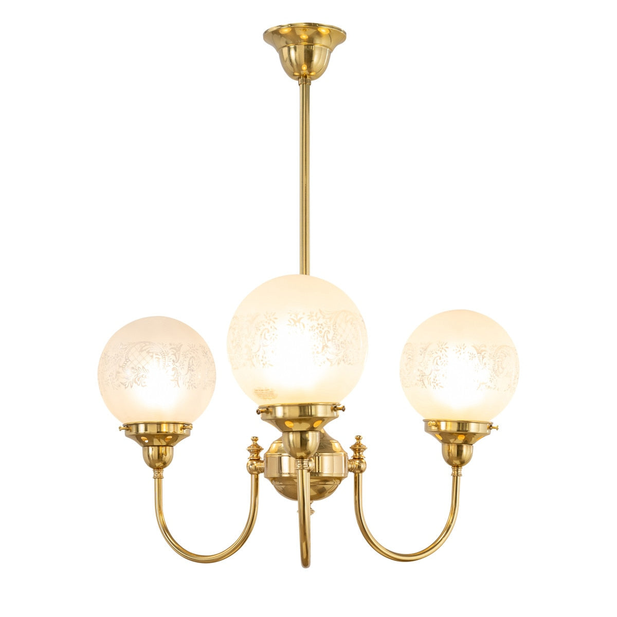 Luke 3 Light Pendant Brass With Sheffield Glass - 3000189