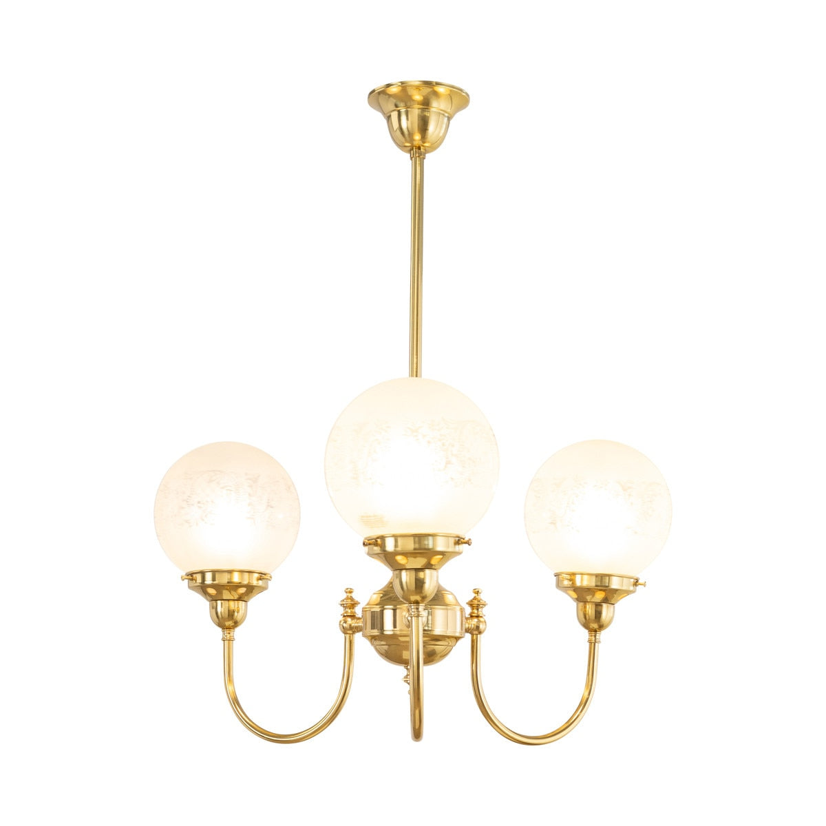 Luke 3 Light Pendant Brass With Sheffield Glass - 3000189