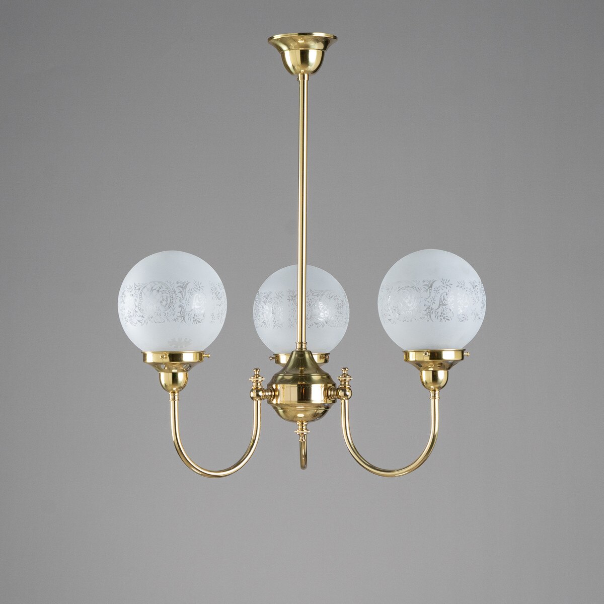 Luke 3 Light Pendant Brass With Sheffield Glass - 3000189