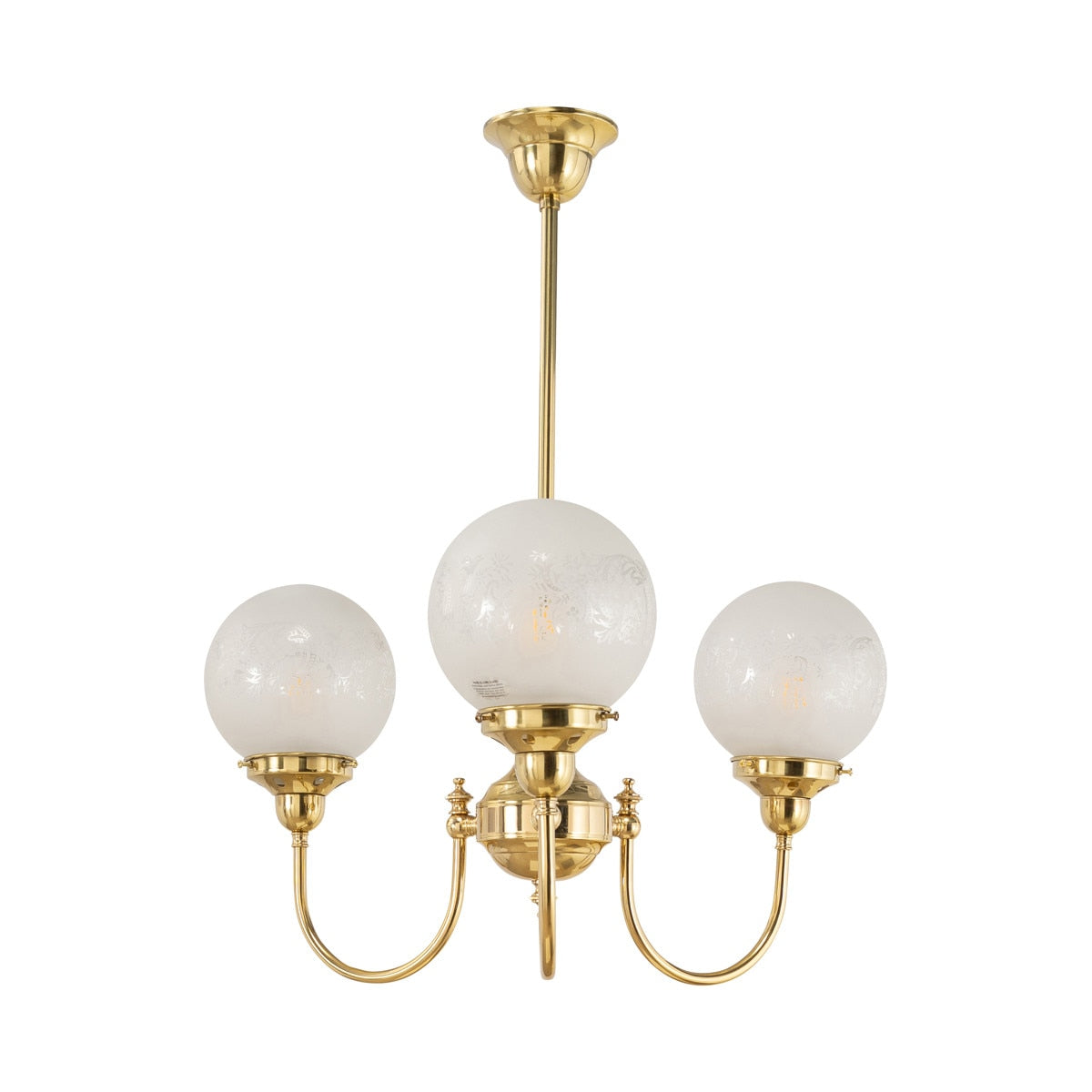Luke 3 Light Pendant Brass With Sheffield Glass - 3000189